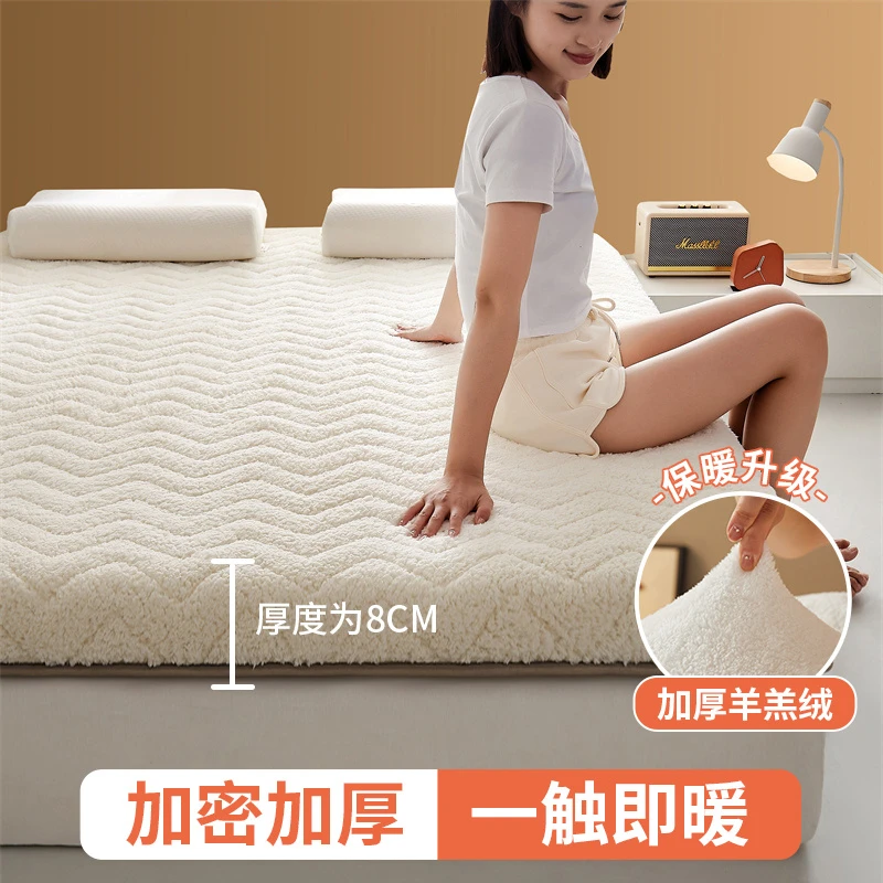 2023新款羊羔绒乳胶抗菌床垫家用地铺加厚单人学生宿舍羊羔绒褥子