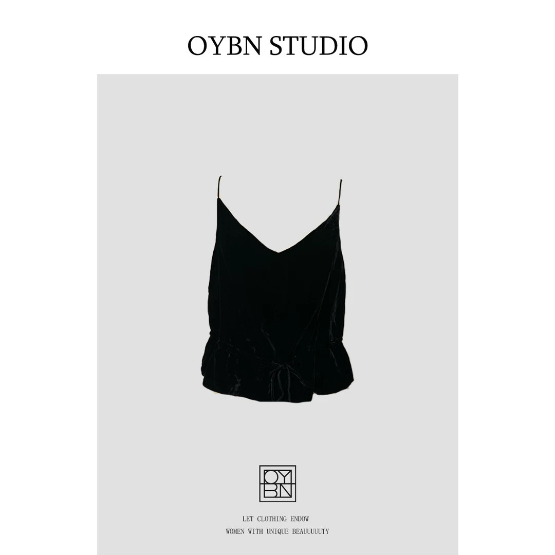 OYBN欧阳贝妮【梦幻佳人】微胖大码法式丝绒小吊带背心上衣1288