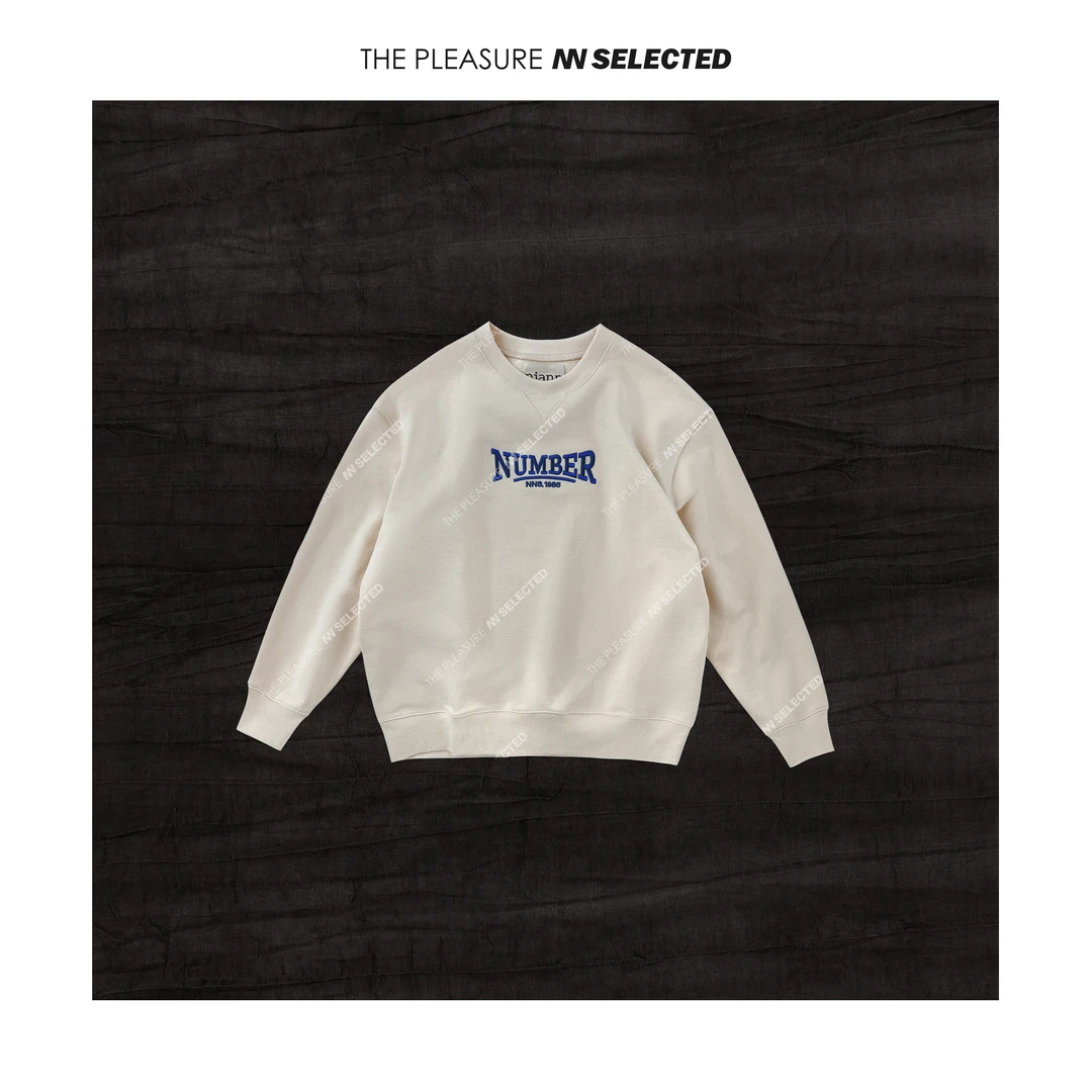 NiannNiann 秋小众复古美式宽松慵懒圆领字母卫衣14491