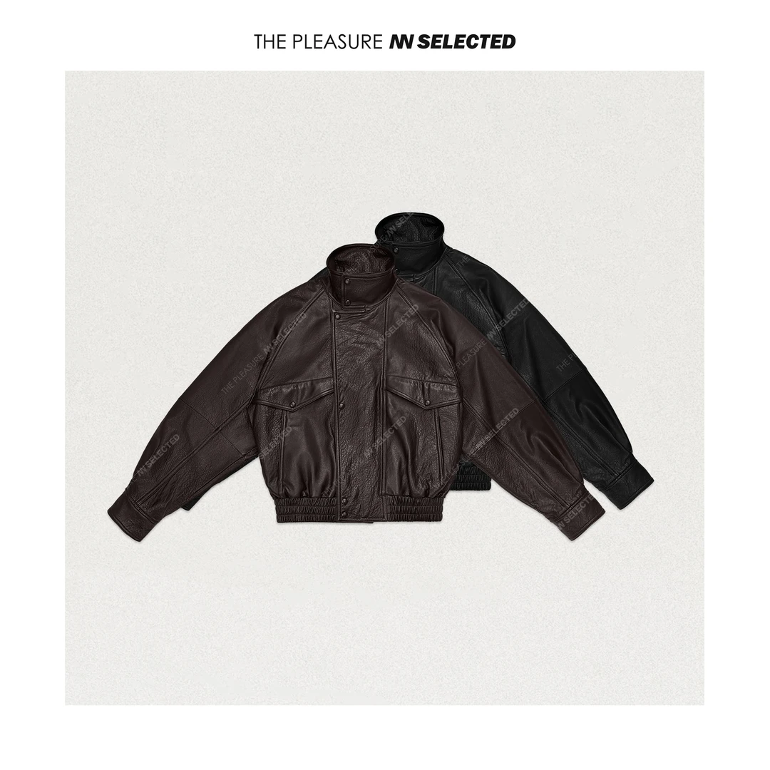 NiannNiann 新高级定制飞行员夹克阔版机车皮衣14695