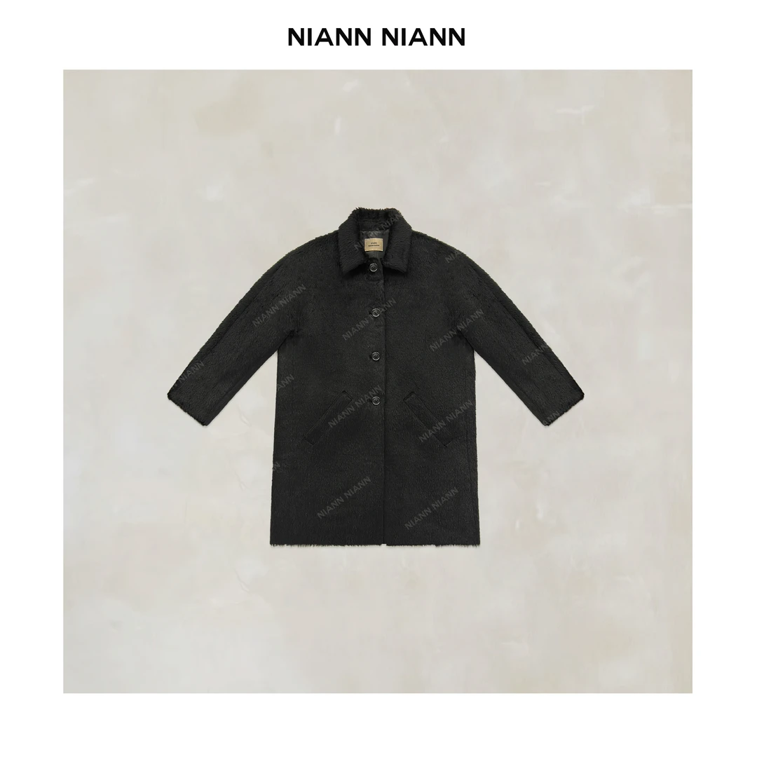 NiannNiann小众设计2024冬款女装定制苏力短款翻领大衣14895