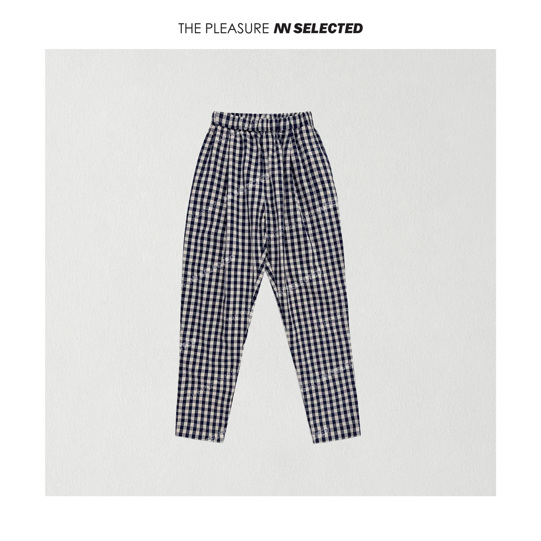 NiannNiann高级女装简约宽松订制格子休闲裤 13969