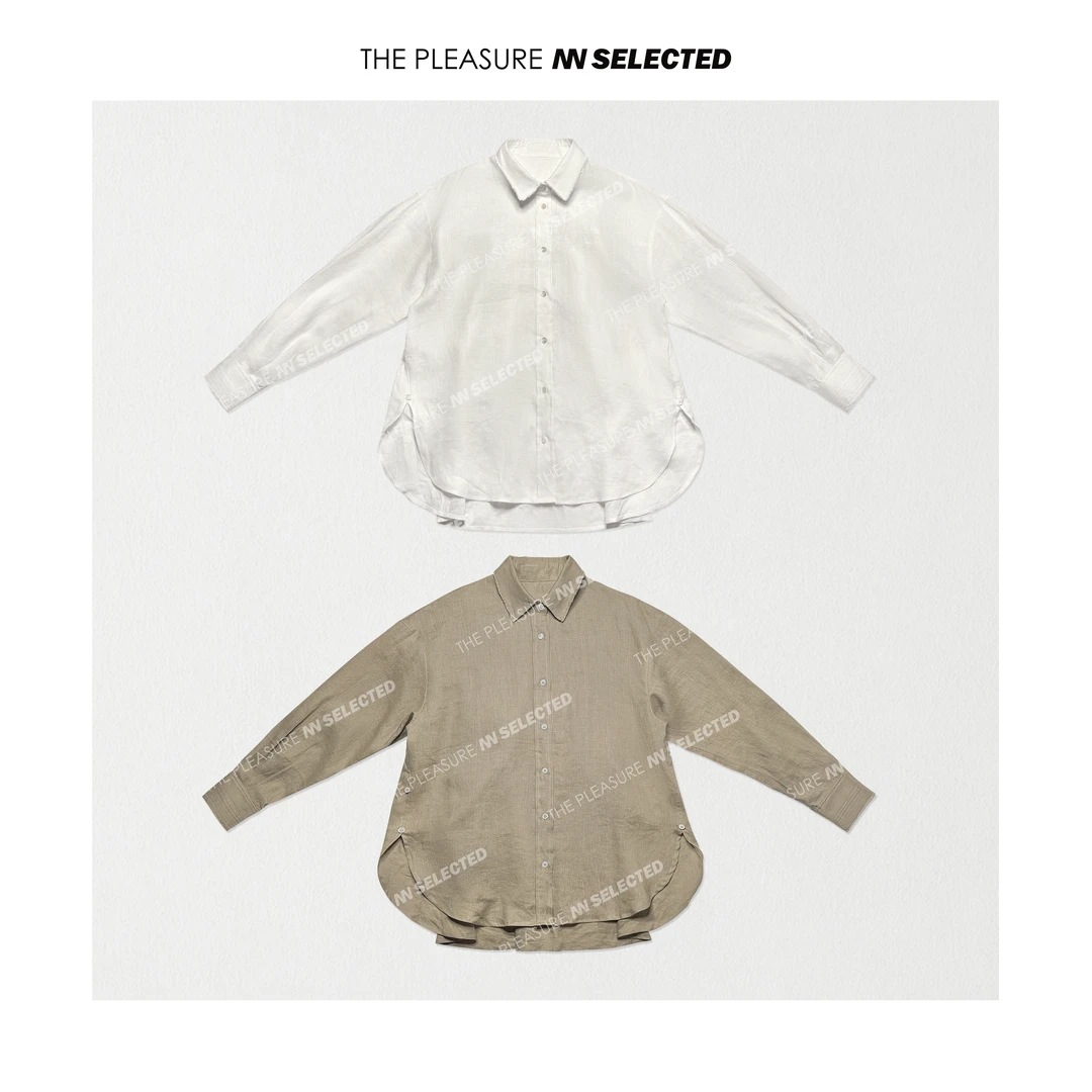 NiannNiann 新品高级女装定制简约宽松苎麻长袖衬衫14175