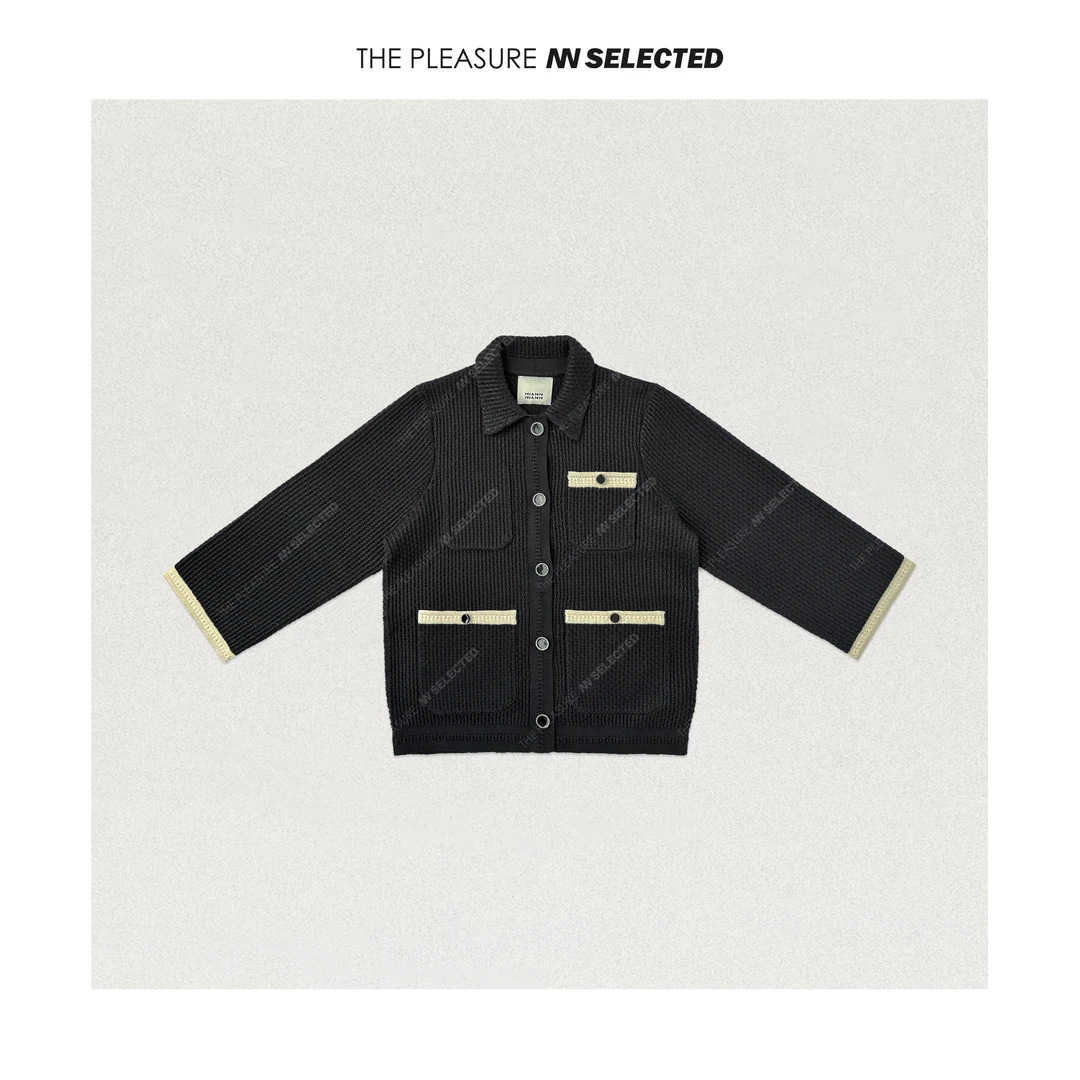 NiannNiann 高级定制极简中袖多口袋撞色针织外套14490