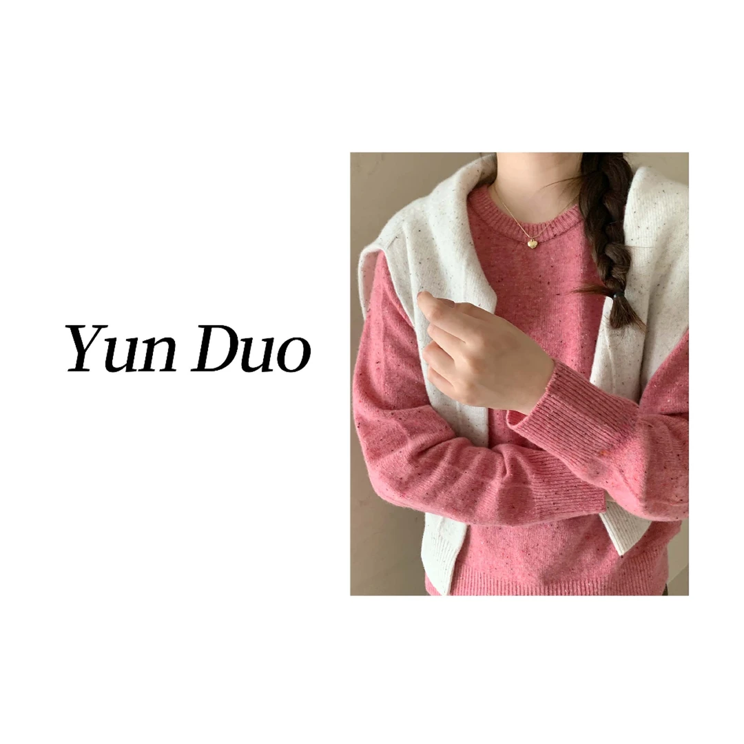 云朵定制【草莓果粒无缝100羊毛】定织彩点全毛毛衣针织上衣IF01