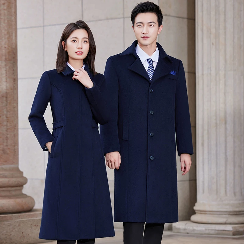 男女职业装可拆卸羊毛大衣冬季酒店经理工装珠宝店4S店客服工作服