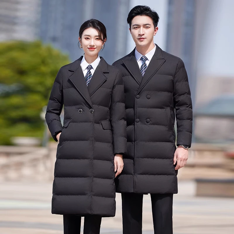 珠宝店客服导购工作服中长款棉服男女冬季职业西装领棉衣4S店工装