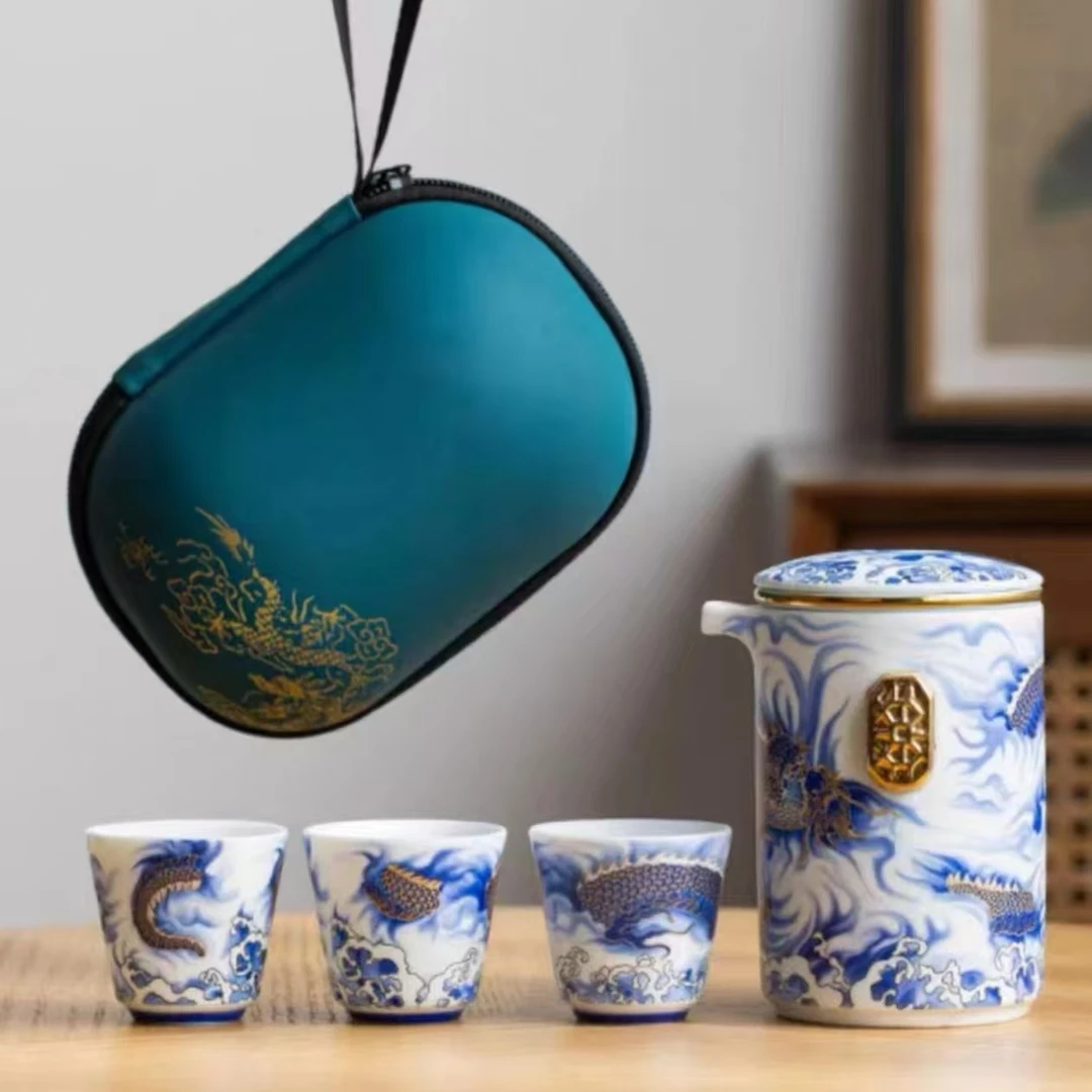羊脂玉瓷【龙腾盛世】旅行茶具套装LC