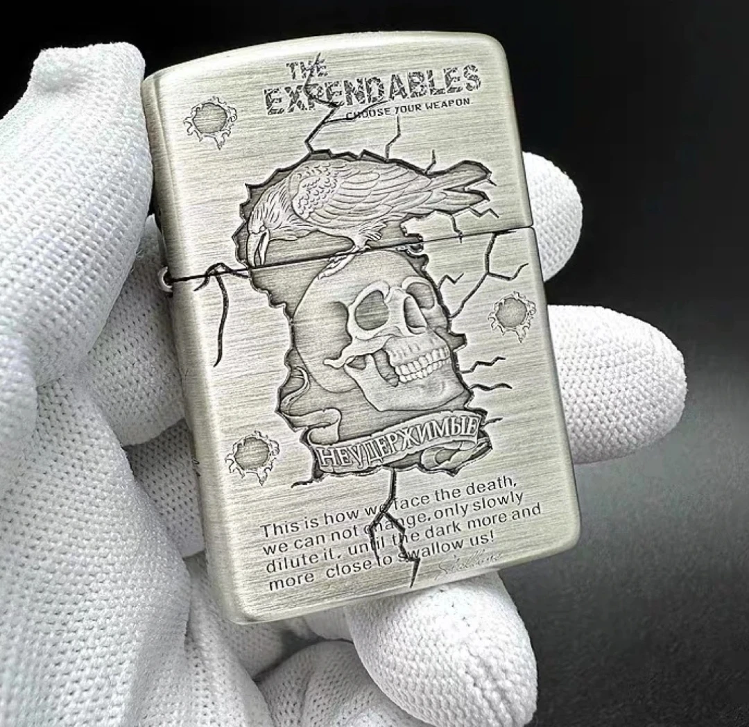 敢死队 千语熏银五面雕刻盔甲防风打火机 男士个性收藏盔甲机礼品