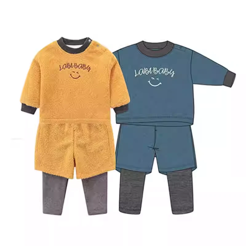 LABI BABY/拉比套装男童休闲加绒加厚裤子毛绒保暖时尚冬季