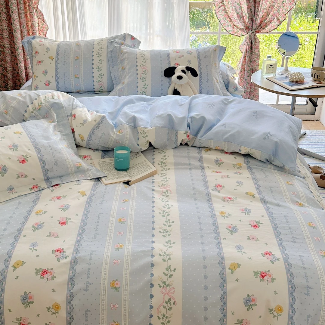 【主播一对一】小清新全棉四件套纯棉柔软亲肤四季纯棉被套床上用品