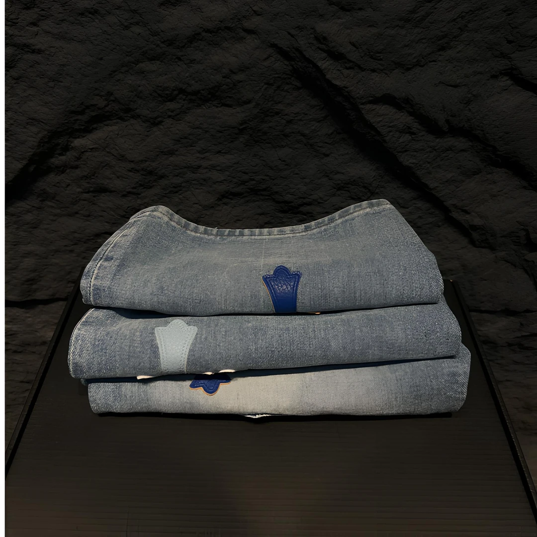 【HH】【EP2191】欧美高街秋季美式街头风格水洗十字架刺绣牛仔裤男