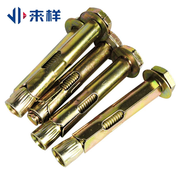 来样 膨胀螺丝 彩锌外六角膨胀螺丝 铁拉爆螺丝 套管式金属膨胀钉