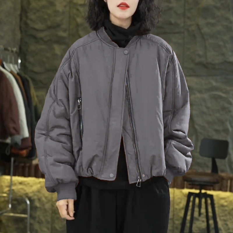 网红爆款小个子潮流百搭保暖棒球服冬季设计感显瘦拉链棉服外套女