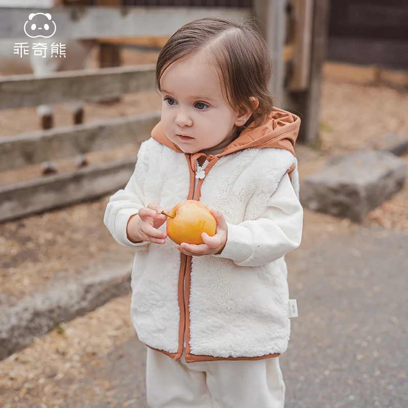 【牛奶绒】婴幼儿连帽马甲夹棉冬季保暖外套宝宝背心马夹坎肩外穿