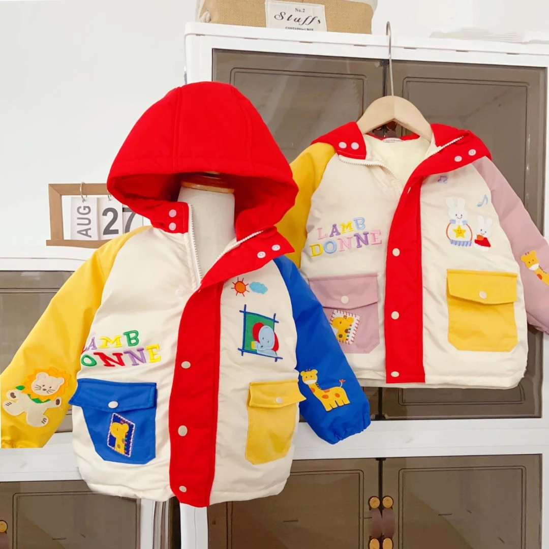 儿童羽绒服冬季加绒加厚连帽冬装婴儿洋气中长款小童保暖外套
