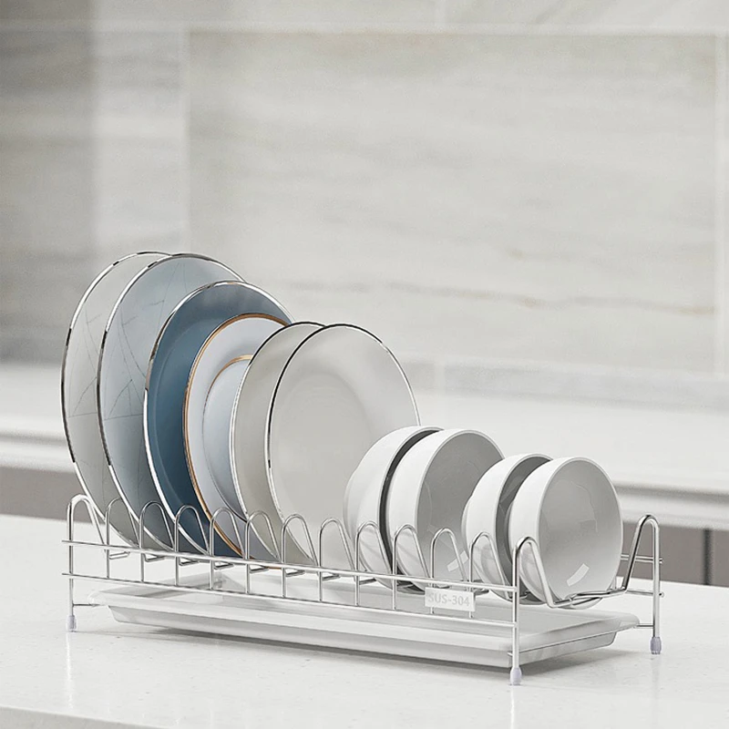 304不锈钢沥水架单层碗碟架 厨房台面晾放碗碟盘置物架抽屉收纳架