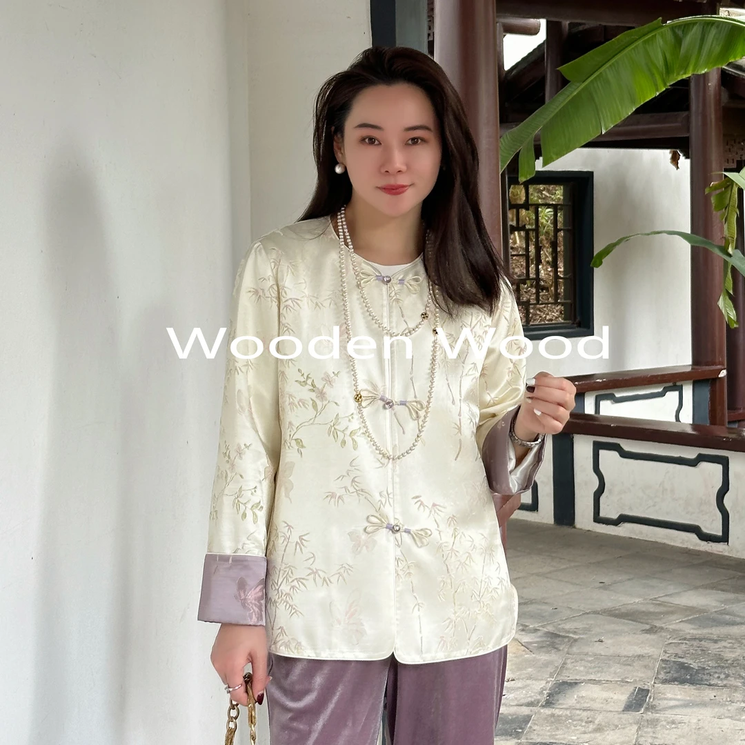 “未央轩城”气质重工提花新中式小众女上衣W24CS493