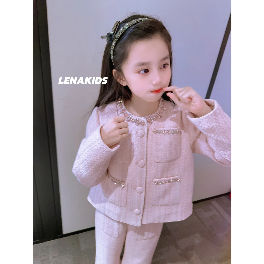 Lenakids【现货】小香风羽绒外套高定时髦女宝羽绒套装24102202