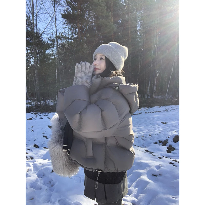 EKOOL 可溯源云朵泡芙短款羽绒服女冬季三防90白鸭绒连帽加厚外套