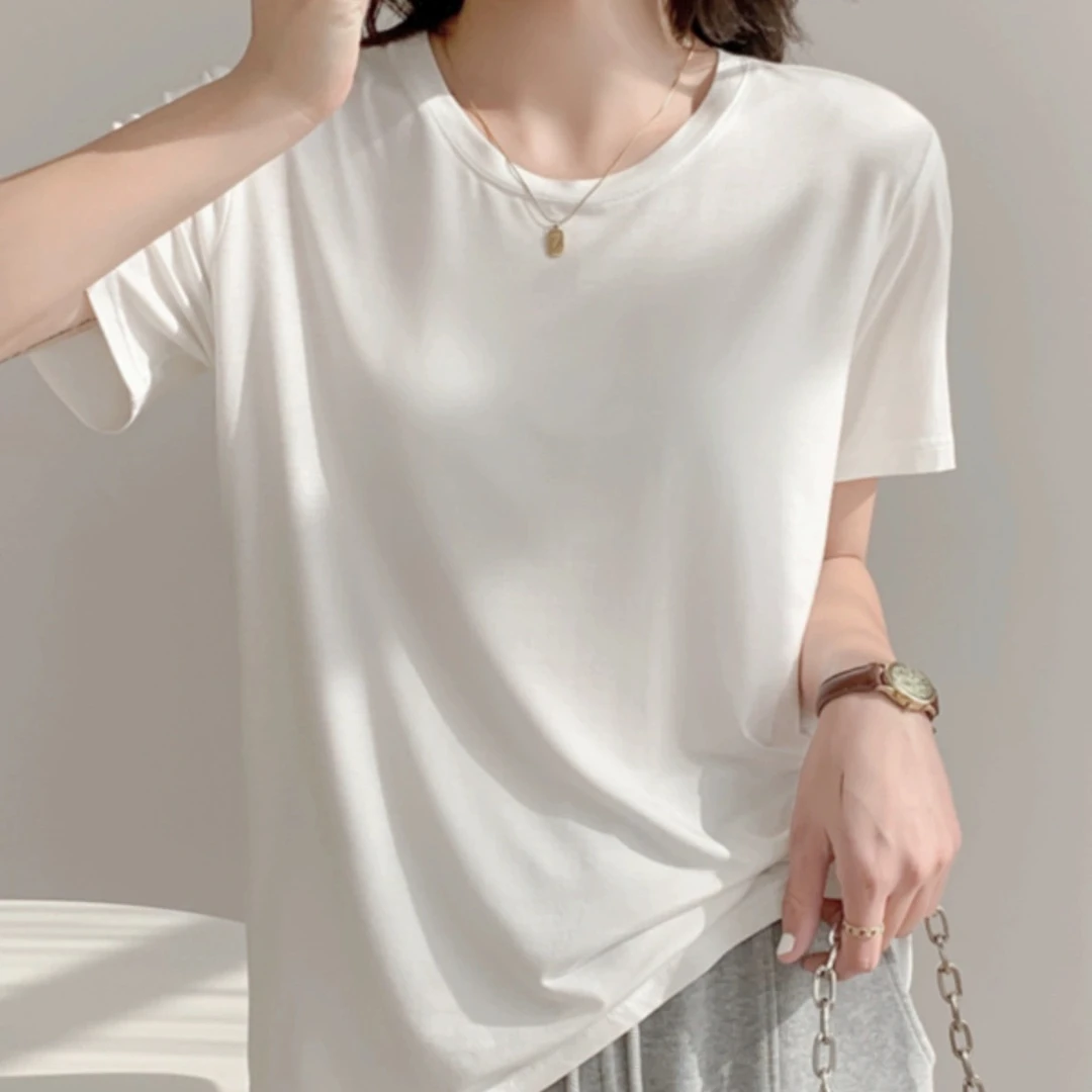 孕妇大码纯色T恤女短袖宽松胖mm夏装加大正肩棉上衣短袖8615