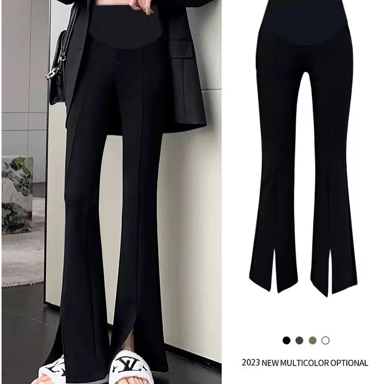 大码孕妇裤秋季外穿休闲小个子黑色长裤春秋孕妇装喇叭裤子63315