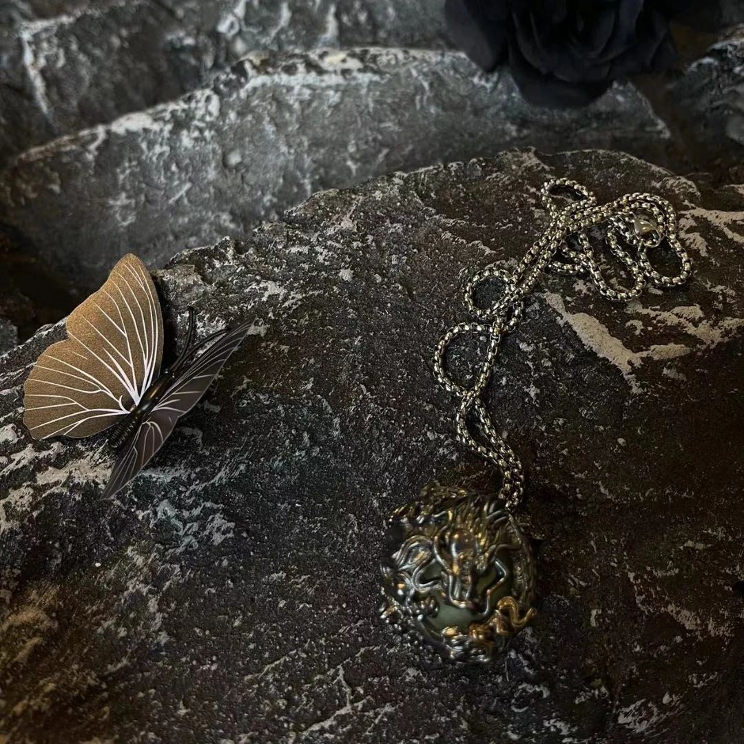 合金项链 【kk夜明龙珠项链】国潮风发字嘻哈潮人街头时尚简约