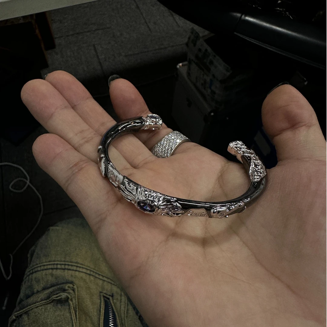 合金手镯 【涅槃曙光黑武士手镯】国潮风发字嘻哈潮人街头网红满钻