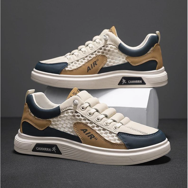 夏季2024透气网面百搭男板鞋新款潮流学生男鞋时尚轻便运动休闲鞋