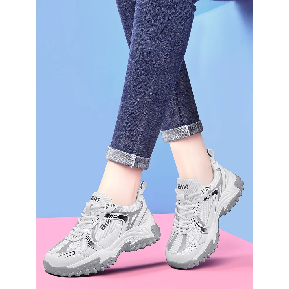 软底老爹鞋女款2023秋冬新款白色百搭厚底女鞋真皮运动休闲鞋