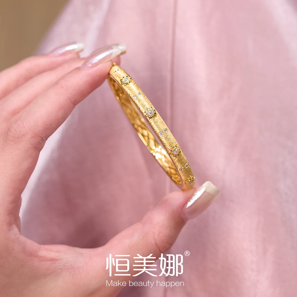 恒美娜 925银莫桑石手镯 拉丝星云手镯女款气质轻奢时尚百搭简约