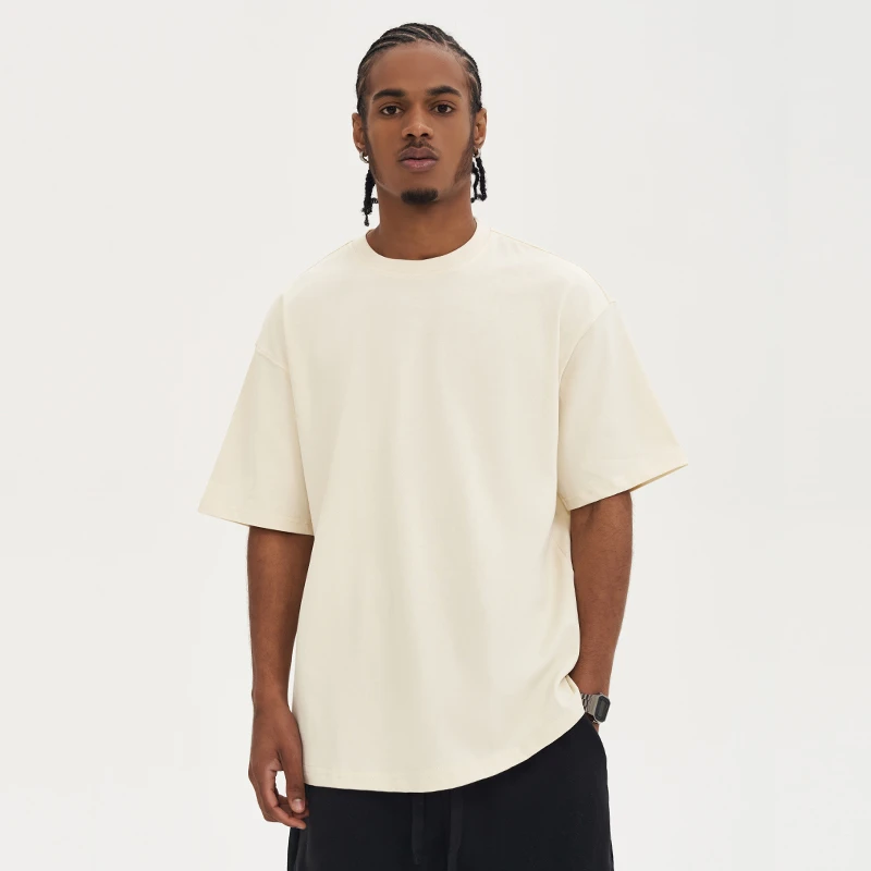 春夏新款重磅280G短袖T恤男宽松欧美oversize纯色FOG配色打底衫