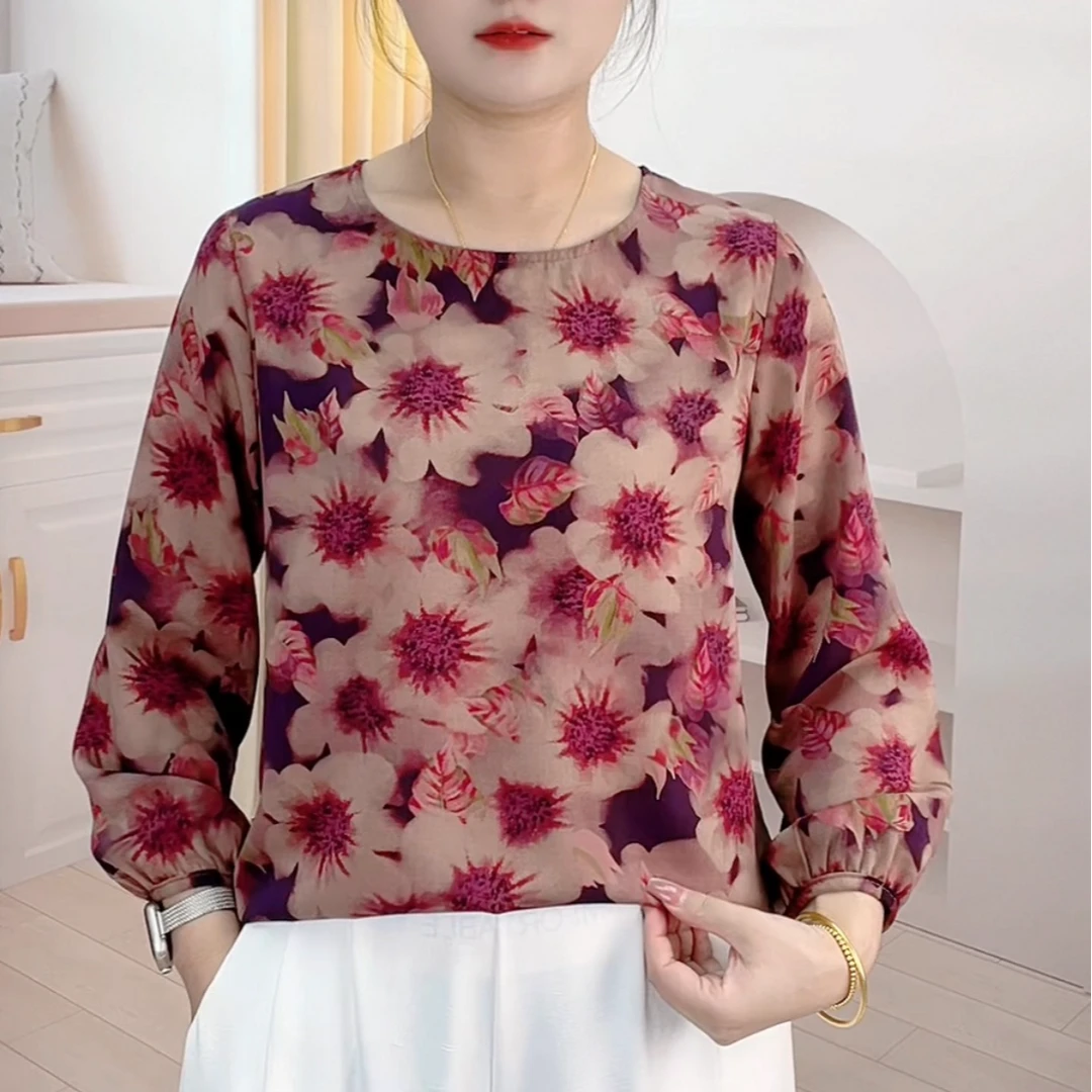 【152】2024年秋季新款长袖小衫宽松显瘦百搭妈妈装上衣