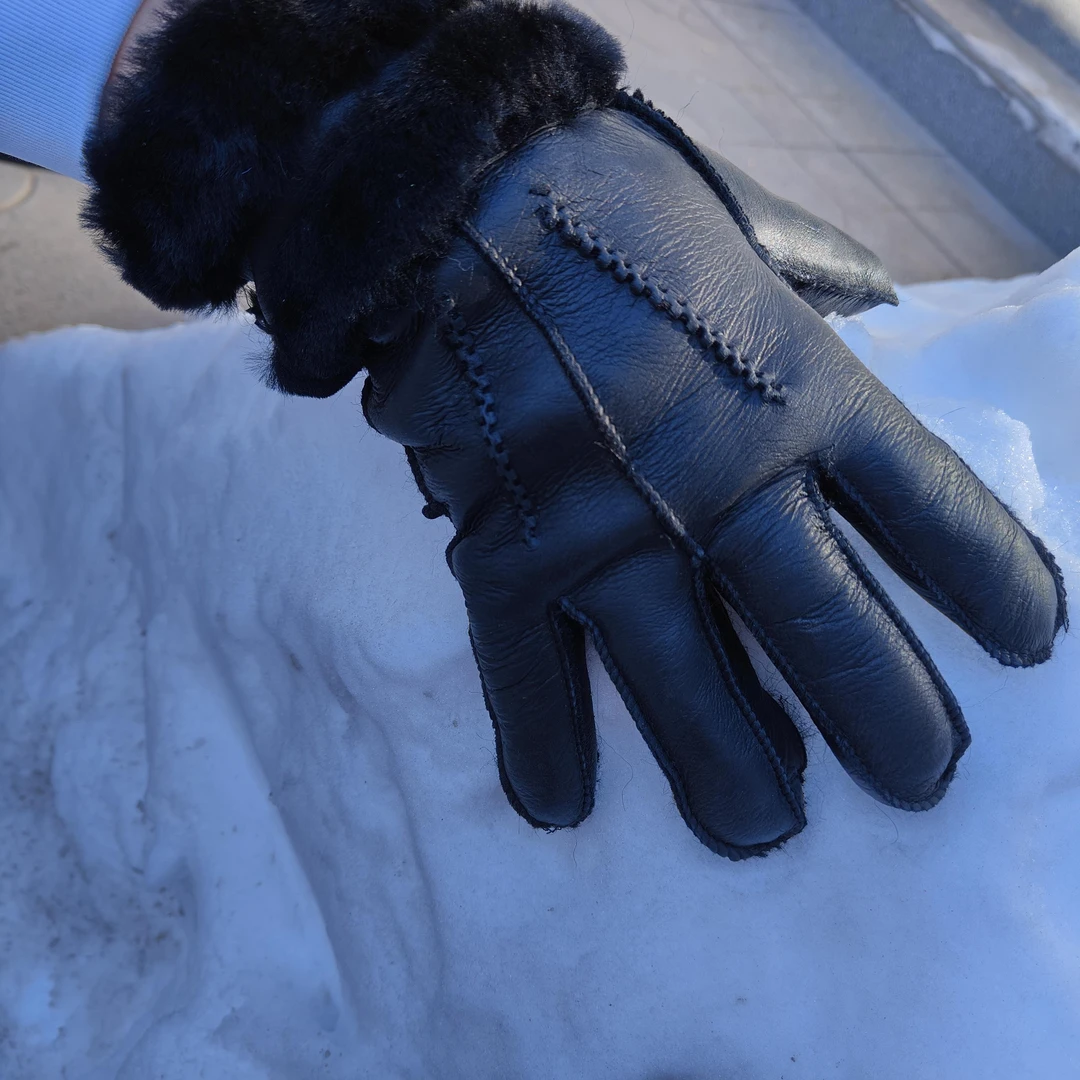 皮毛一体手套老款 新款随机发时尚休闲真皮真毛耐磨分指冬季保暖