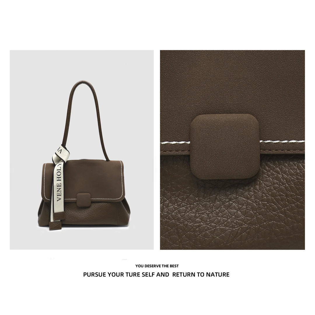 秋冬新款百搭时尚潮流通勤简约小众腋下包DL190棕