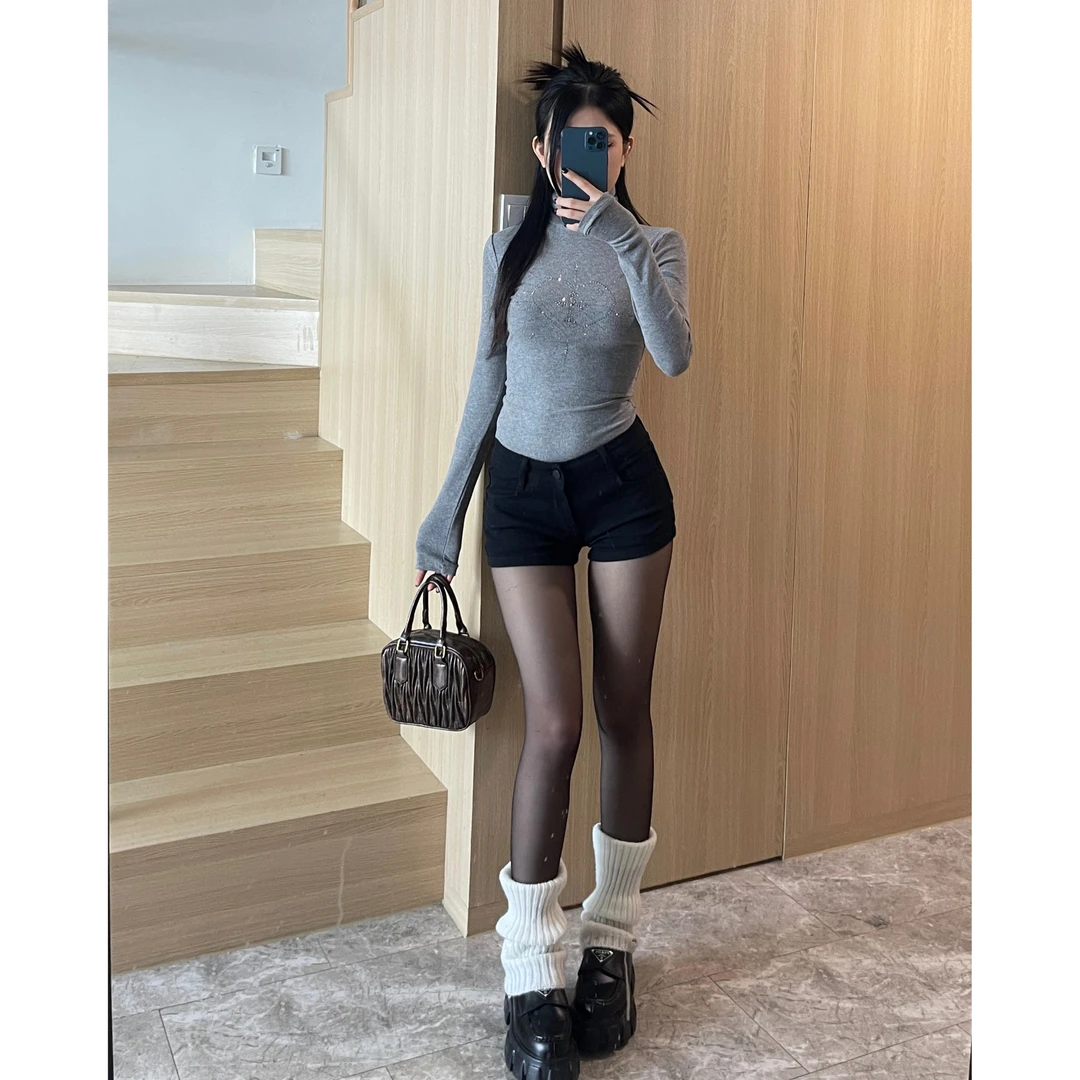 【百搭打底】辣妹秋冬烫钻高领保暖可单穿长袖打底衫