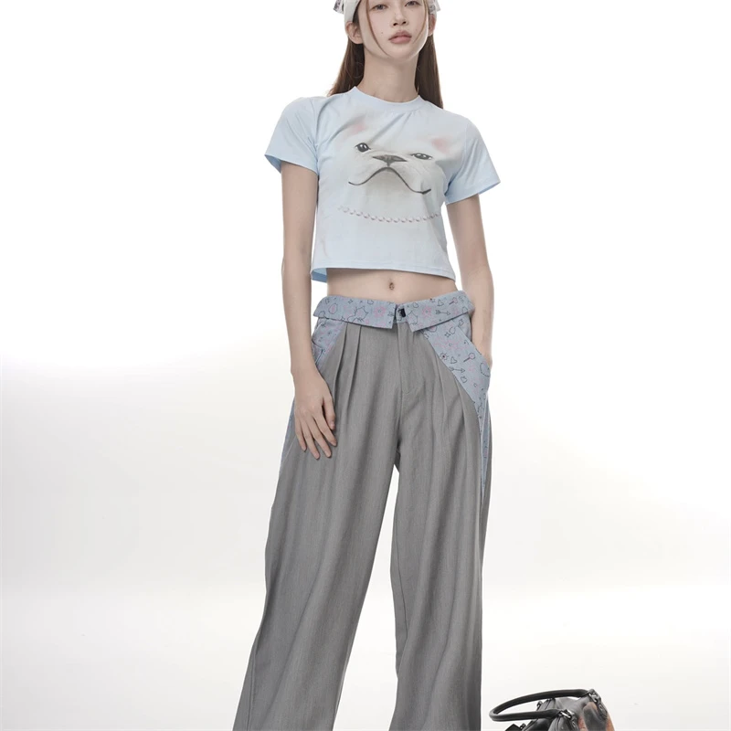 【MtoQuinn】24AW小众设计师款拼接休闲长裤设计师款女装