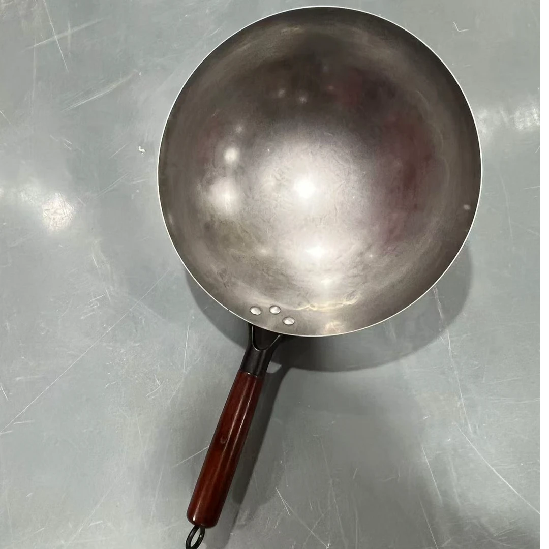 A铁锅加厚无涂层精熟铁锅炒锅煤气灶圆底不粘锅家用炒菜锅
