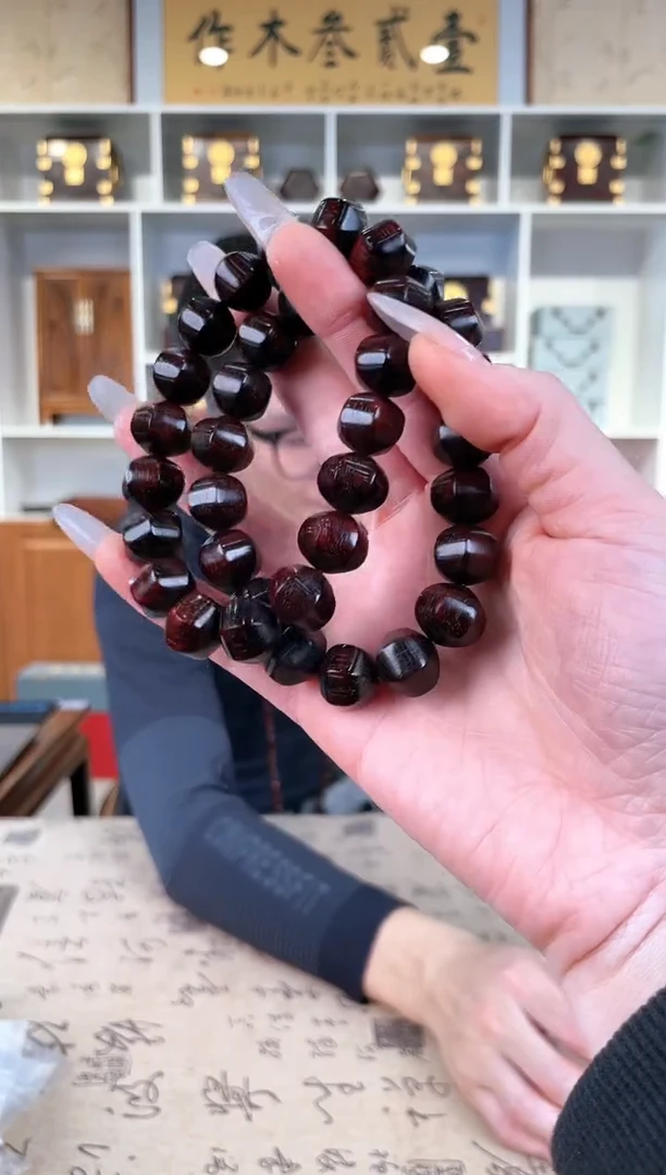 【闪购商品】檀香紫檀（小叶紫檀）12*15 六面珠单圈手串 爆星