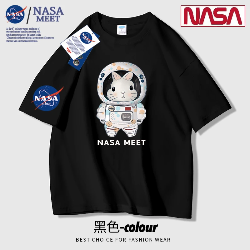 NASAMEET2025夏季新款男士纯棉短袖T恤情侣半袖潮牌爆款高档宽松