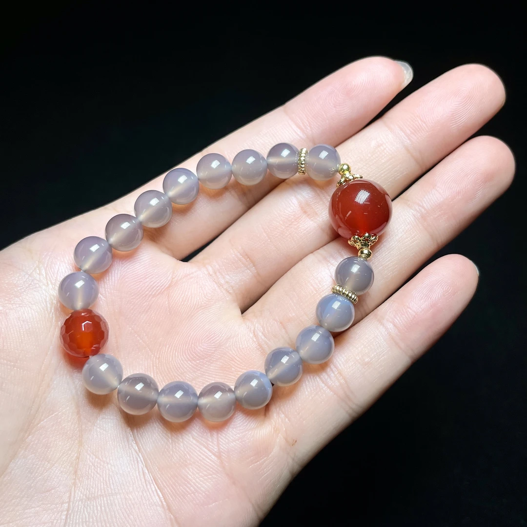 玛瑙玉髓烟灰手串 国潮国风款#（拒绝中差评）