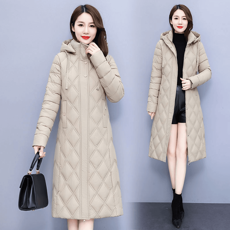 2023新款加厚款棉衣女中长款羽棉服女士棉衣冬季修身收腰棉服女