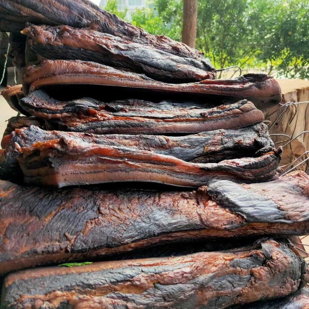 四川达州正宗柏树枝熏五花肉农家味道