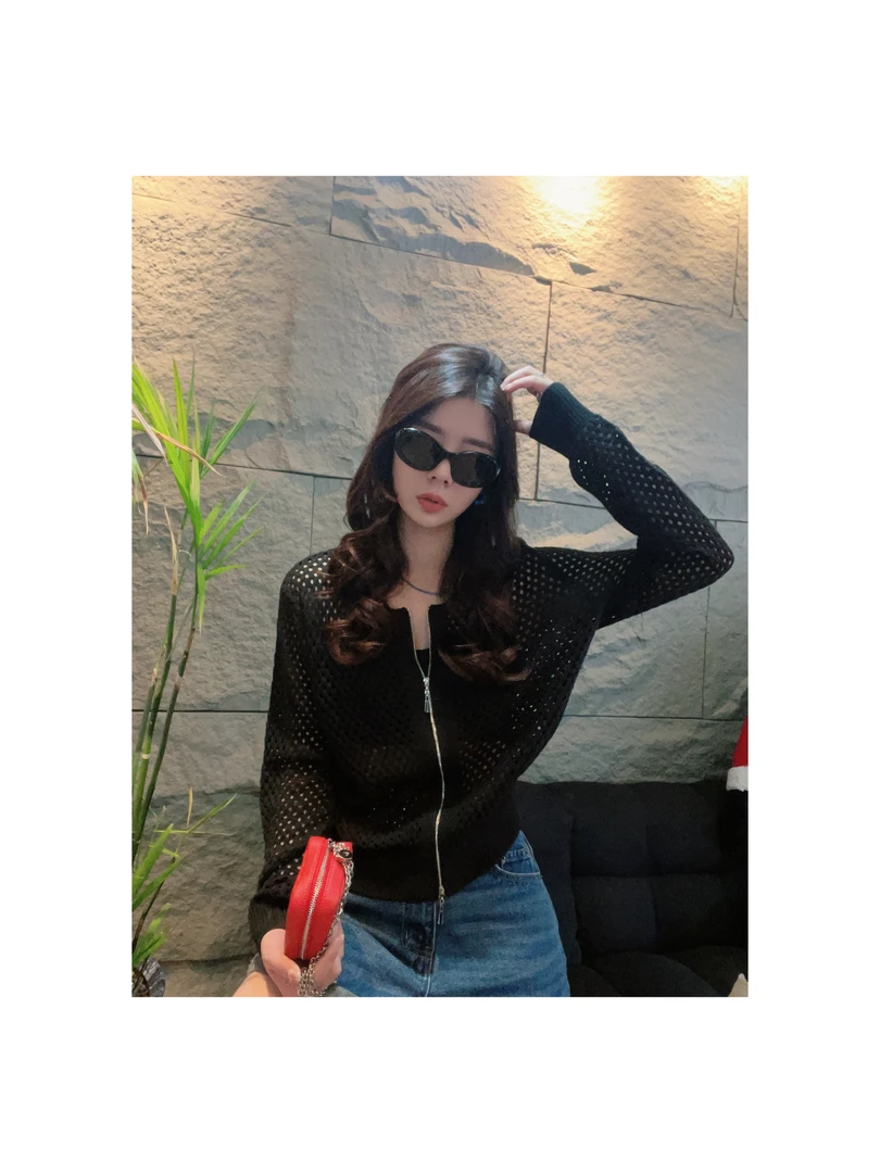 新款“冰曲开衫”878#P01629春夏新款静奢老钱时尚上衣