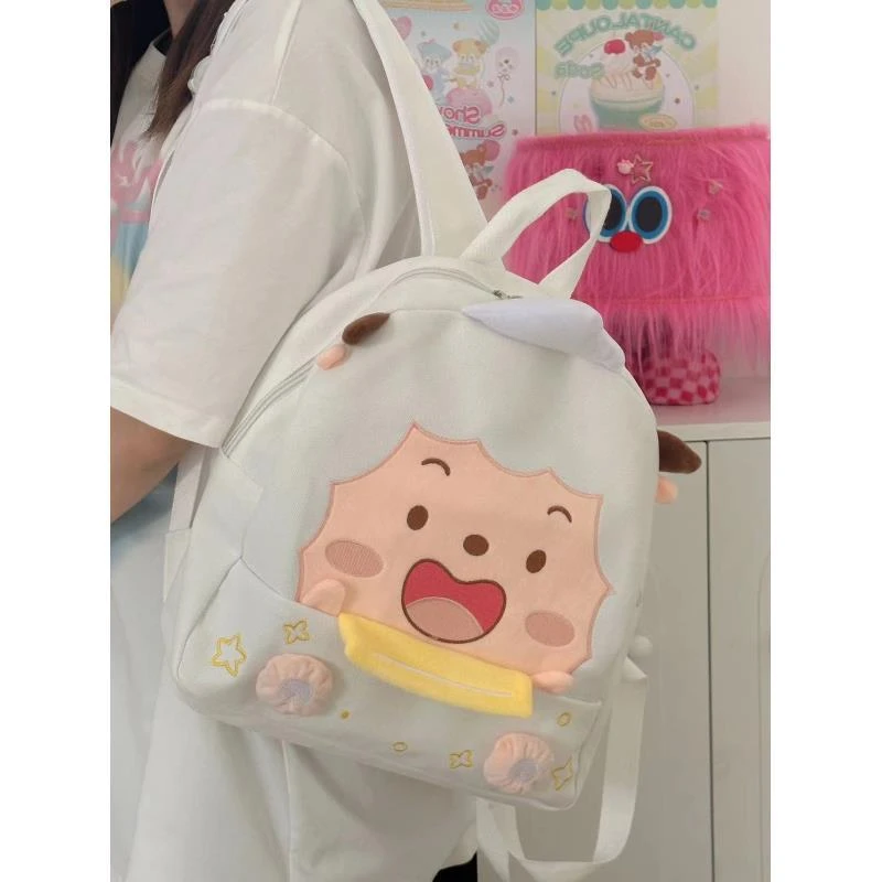 小羊同款双肩包大容量帆布中学生初中背包ins软妹包卡通包学院风