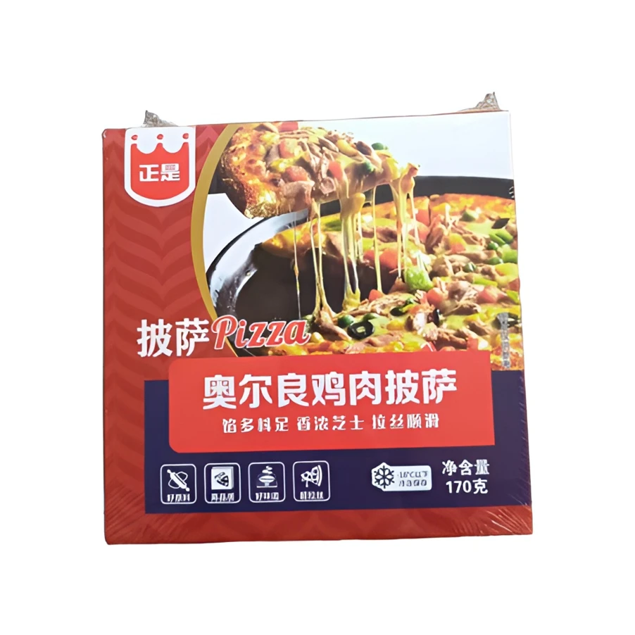 正是披萨奥尔良鸡肉榴莲水果味拉丝速冻冷冻加热6寸