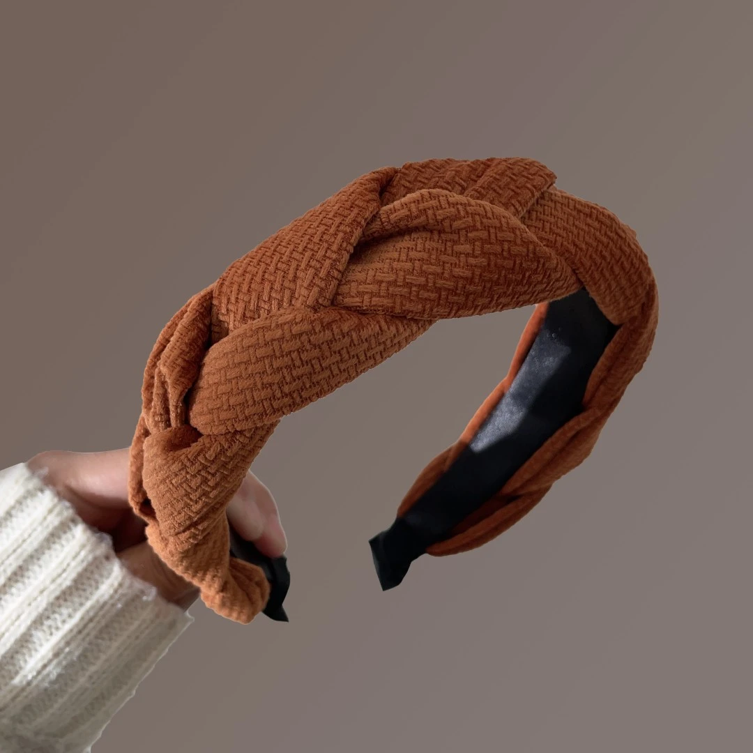 卿之所饰 布艺发饰 高级麻花发箍复古秋冬灯芯绒加宽头箍增高颅顶