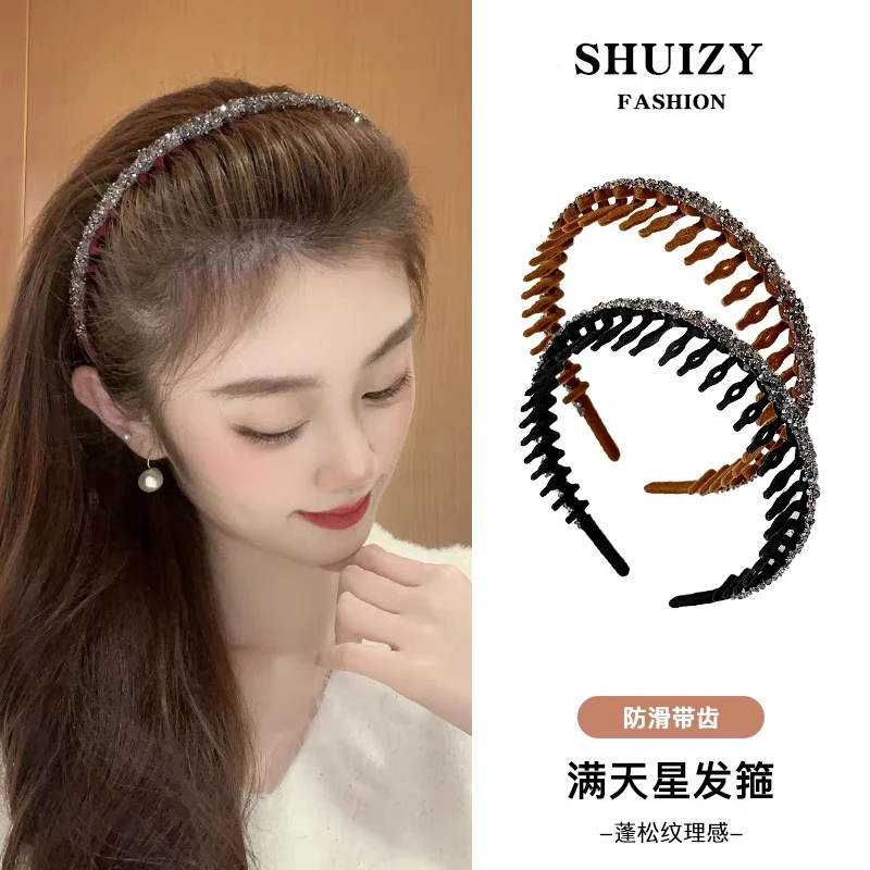 非金属发饰 碎发刘海发夹洗脸发箍女满天星带齿防滑头箍网红爆款