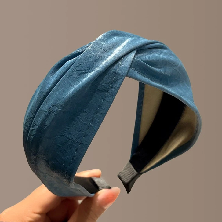 纯色皮质发箍高档气质网红百搭时尚洋气交叉宽边简约2025头箍