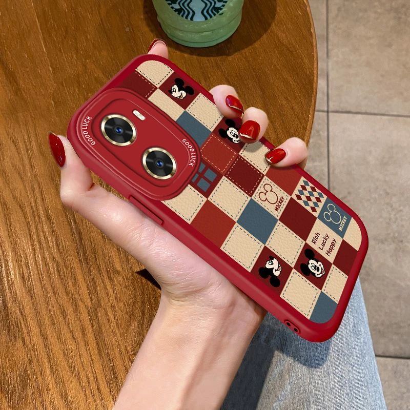 华为Nova11se手机壳格子米奇BON-AL00网红女款可爱小羊皮软壳防摔